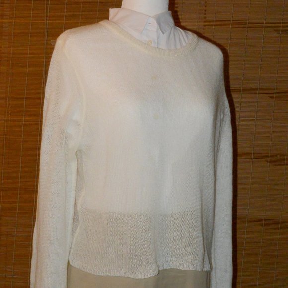 H&M White Blend Pullover L